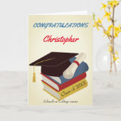 卒業上限と書籍おめでとう カード (黄色い花)