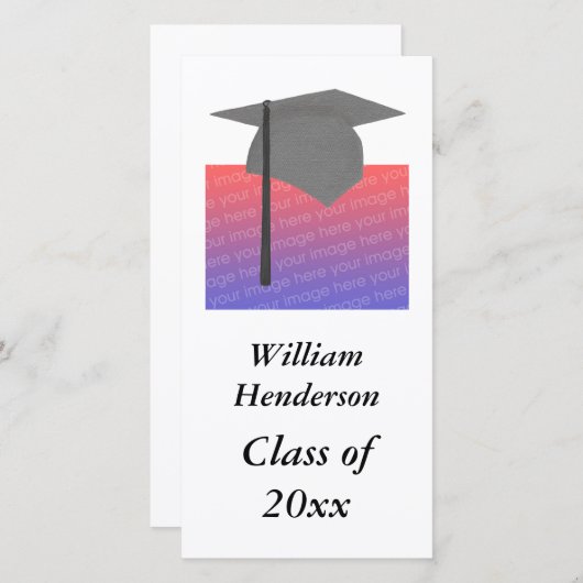 卒業上限の下に写真を追加フォトカード 案内状 (正面/裏面)