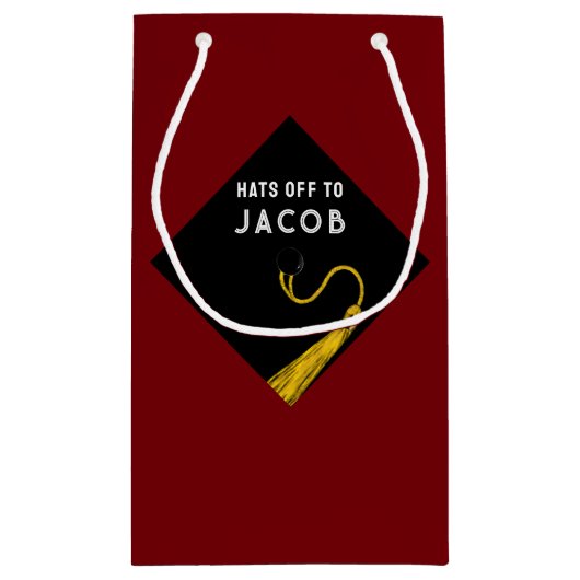 卒業中パーソナライズされた抱き枕 スモールペーパーバッグ (裏面)