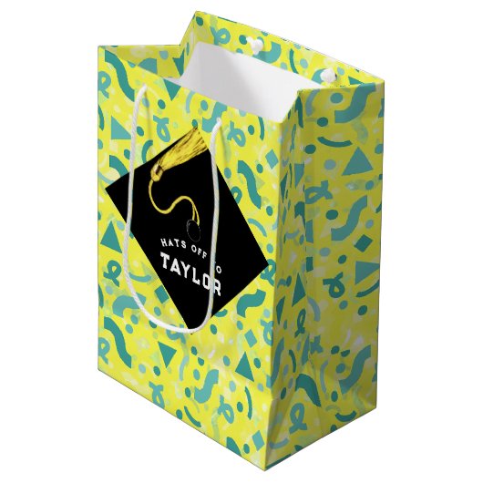 卒業中パーソナライズされた抱き枕 ミディアムペーパーバッグ (正面アングル)