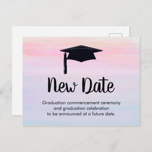 卒業予定延期の新期日 ポストカード (正面/裏面)
