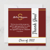 卒業伝統的暗赤色サンキューカード サンキューカード (裏面)