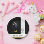 卒業伝統的黒 ペーパープレート (パーティー)