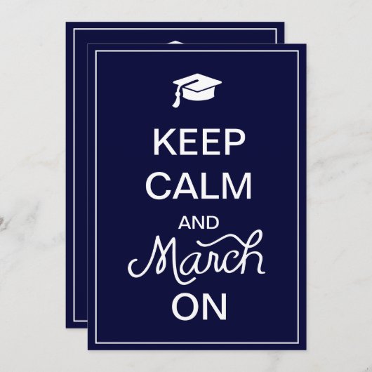 卒業保発表に落ち着いて行進 招待状 (正面/裏面)