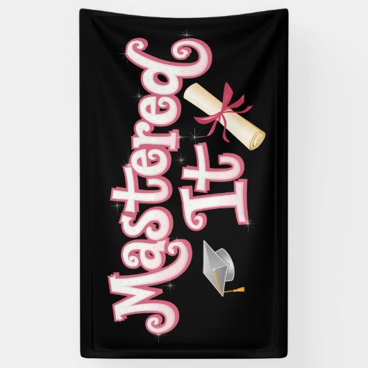 卒業修士号を取得 横断幕 (縦)