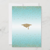 卒業党ターコイズグラデーション金ゴールド紙吹雪 招待状 (裏面)