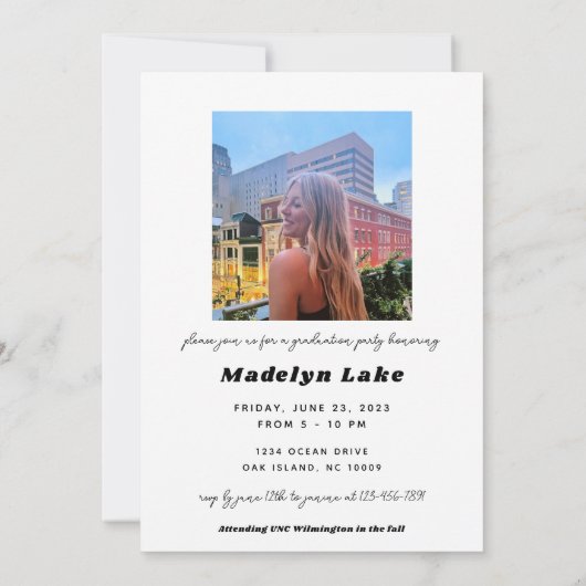 卒業党テンプレートモダン卒業招待状 招待状 (裏面)