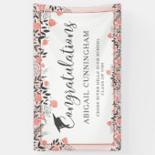 卒業党バラ金ゴールド赤面フローラ 横断幕 (縦)