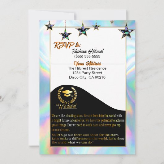 卒業党パーソナライズされた招待状 招待状 (裏面)