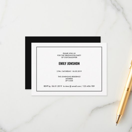 卒業党招待状 エンクロージャーカード (正面/裏面インサイチュ)