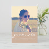 卒業党 | シックなベージュ写真 招待状 (スタンド正面)