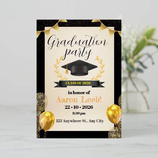 卒業党 箔招待状 (立ち正面)