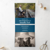 卒業写数々の真シンプル青紙吹雪2020 三つ折り案内状 (内部)