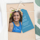 卒業写真ありエレガントがとうスクリプトティール(緑がかった色) ギフトタグ