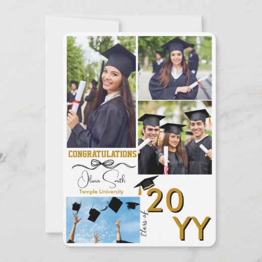 卒業写真おめでとうございます卒業生BFF金ゴールド シーズンカード (正面)