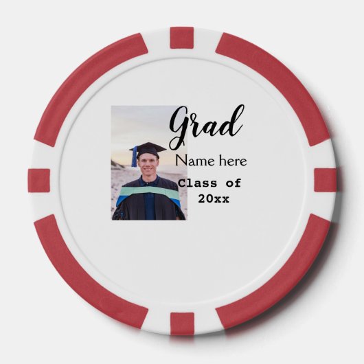 卒業写真おめでとう名前を付モダンけ ポーカーチップ (正面)