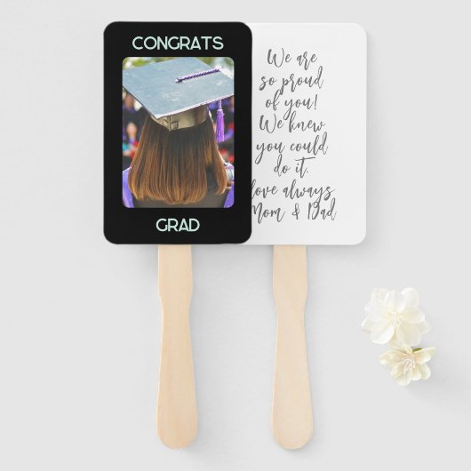 卒業写真おめでとう大学院生ハンドファン ハンドファン (正面&裏面)