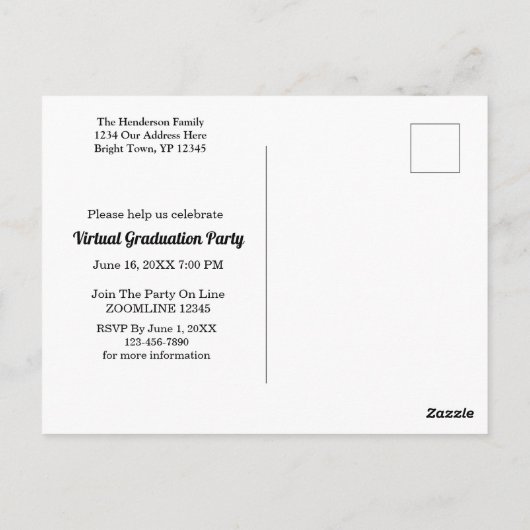 卒業写真おめでとう招待状はがき ポストカード (裏面)