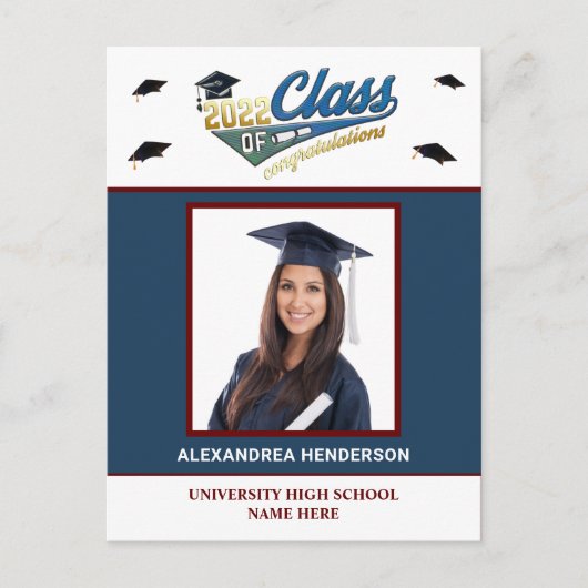 卒業写真おめでとう招待状はがき ポストカード (正面)