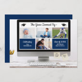 卒業写真おもしろいパーティーでズームされた年 招待状 (正面/裏面)