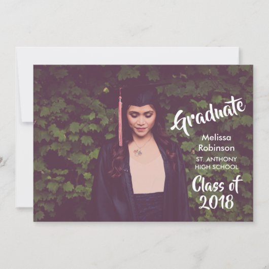 卒業写真とトレンディーフォントパーティー 招待状 (正面)