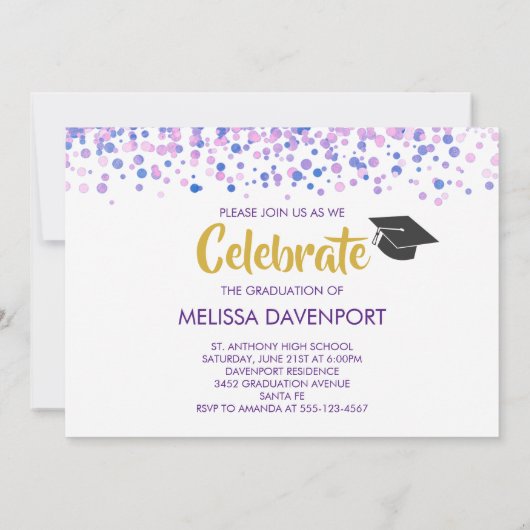 卒業写真とトレンディーフォントパーティー 招待状 (裏面)