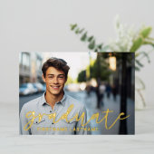 卒業写真とパーティー 箔招待状 (立ち正面)