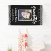 卒業写真と卒業名の黒縦 横断幕 (インサイチュ)