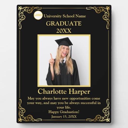 卒業写真と名前&スクールカスタム賞 フォトプラーク (正面)
