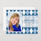 卒業写真のお知らせパターアーガイルン インビテーションポストカード (正面/裏面)