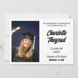 卒業写真のお知らせ白黒 招待状