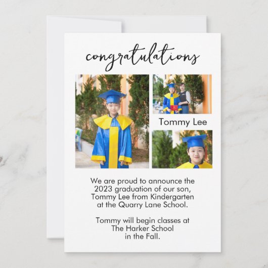 卒業写真のお知らせ4枚付き 招待状 (裏面)