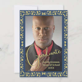 卒業写真のお知らせ 青と金 イービー 招待状