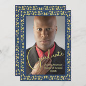 卒業写真のお知らせ 青と金 イービー 招待状 (正面/裏面)