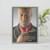 卒業写真のお知らせ 青と金 招待状 (スタンド正面)