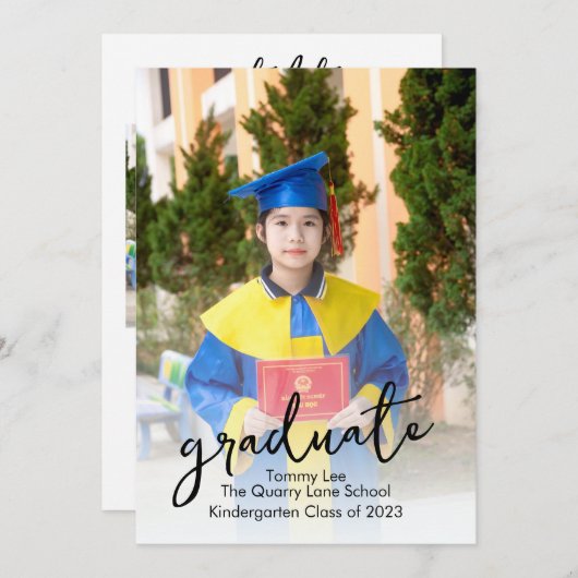 卒業写真のお知らせ　４枚の画像付き 招待状 (正面/裏面)