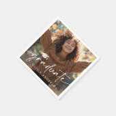 卒業写真のエレガント台本の卒業式キャップ スタンダードカクテルナプキン (角)