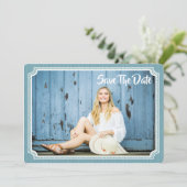 卒業写真のシックヴィンテージ·ブルーが日付を救う セーブザデート (スタンド正面)