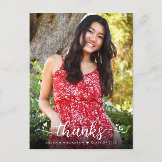 卒業写真のモダンハートありがとう ポストカード (正面)