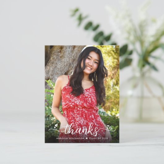 卒業写真のモダンハートありがとう ポストカード (スタンド正面)