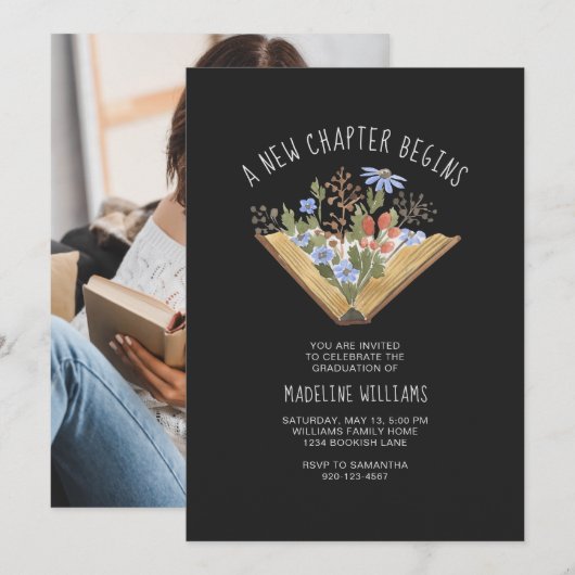 卒業写真の予約 招待状 (正面/裏面)