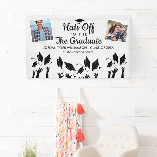 卒業写真の卒業写真への脱帽パーティー標識 横断幕 (インサイチュ)