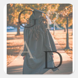 卒業写真の卒業式ステッカーラベル スクエアシール