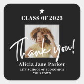 卒業写真の卒業生のク感謝していラス スクエアシール (正面)