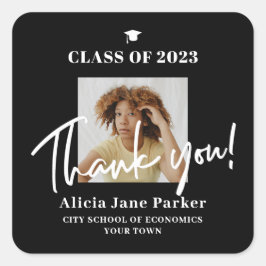 卒業写真の卒業生のク感謝していラス スクエアシール