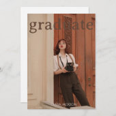 卒業写真の卒業発表のスクリプト 招待状 (正面/裏面)