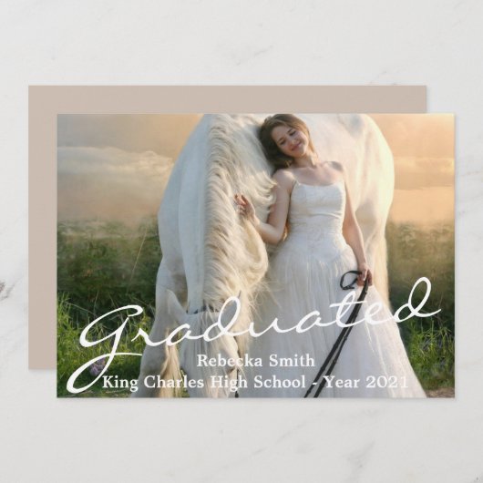 卒業写真の卒業発表カード 招待状 (正面/裏面)