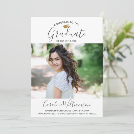 卒業写真の卒業発表トレンディーブルー 案内状 (スタンド正面)