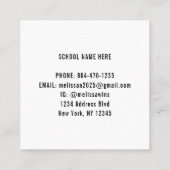 卒業写真の卒業白書連絡名 スクエア名刺 (裏面)