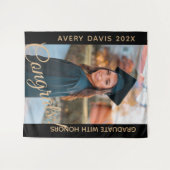 卒業写真の名前 年間優等学位付き タペストリー (正面(横))